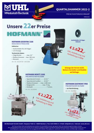 Quartalshammer 2. Quartal 2022 Uhl Werkstatt-Technik Hofmann monty 3300 geodyna 7100