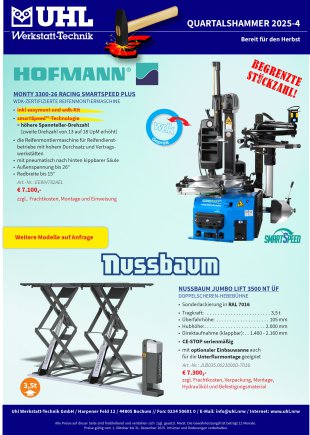 Quartalshammer 3. Quartal 2022 Uhl Werkstatt-Technik TECNOLUX 12240 Scheinwerfereinstellgerät